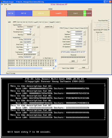 Screenshot of the eMBR partitioning system GUI using Ultimate